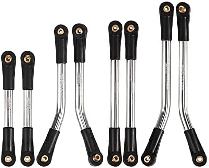 INJORA High Clearance 4 Links Set Stainless Steel Links Set for SCX24 C10 JLU Bronco Base Camp Axial 1/24 RC Crawler Car Upgrade Parts(Silver)