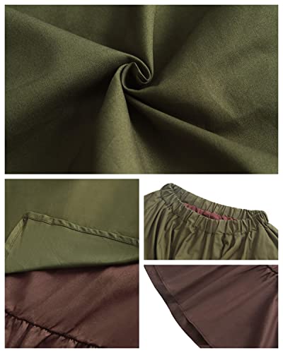 Fiamll Renaissance Kleid Damen Mittelalter Kleidung Damen Kostüme Fasching Kleid Set Grün+ Braun S(Top und Rock)