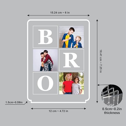 Image of Giftplease Personalized BRO LED Acrylic Night Light - Custom Photo Lamp with Wooden Base, Engraved Picture Frame Light, Unique Birthday, Rakhi, and Graduation Gifts for Brother from Sister or Brother