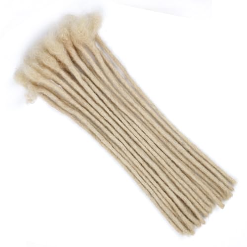Huarisi 12 inch 20 Strands 0.4cm Human Hair Dreadlocks Extensions for Black Women Blonde Afro Kinky Handmade Permanent Loc Extensions Real Hair for Men (613 Color - Image 3