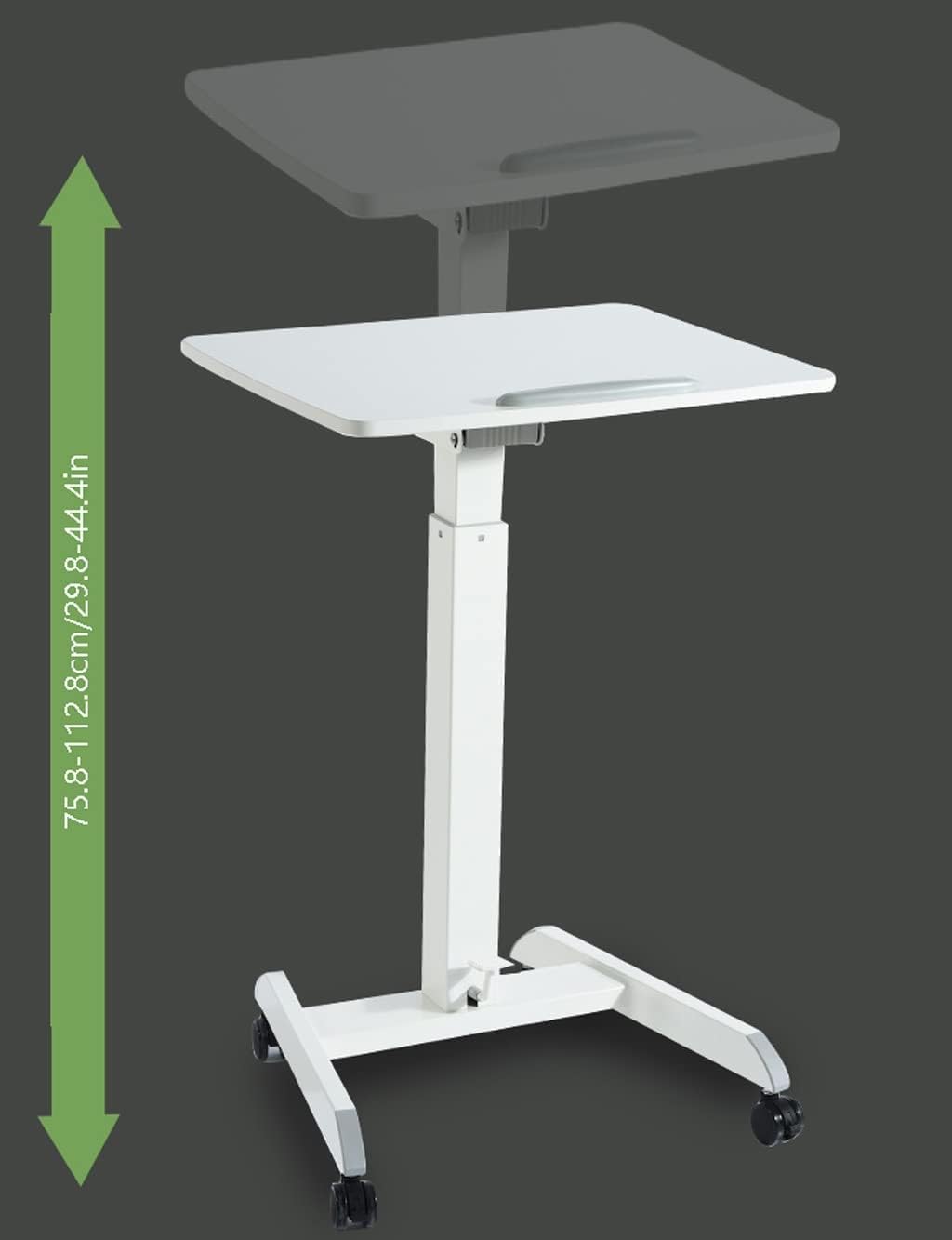 Overbed Table Medical Adjustable Overbed Bedside Table with Wheels Pneumatic Mobile Laptop Computer Standing Desk for Hospital and Home Use Lightweight