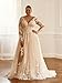 FHPKGE Vintage Lace Wedding Dress for Bride with Appliques Plus Size V-Neck Ivory Bridal Dresses with Slit Long Sleeve Victorian Dress for Women 24