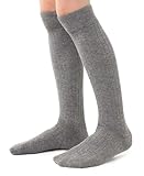STEVEN Kniestrümpfe für Kinder und Teenager I Druckfreie Unterstrümpfe für Mädchen I Gestreifte Kniestrümpfe I Größen 26-28, 29-31, 32-34 I Grau gerippt