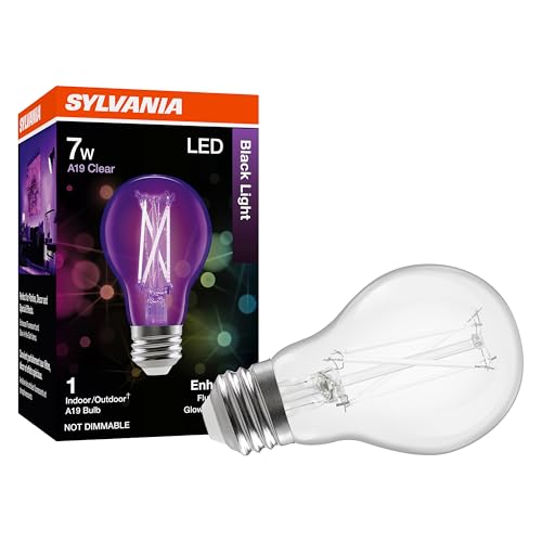 Sylvania Black Light LED Light Bulb, 7W, A19, Medium Base, Clear - 1 Pack (42560)