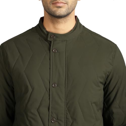 Image of Royal Enfield Legacy Pro Mild Quilted Jacket(Size:XL)-JKA240001-OLIVE