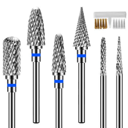 Diesisa 6PCS Nail Drill Bits 3/32 Inch Efile Nail Drill Bits Tungsten Steel Electric Nail File Bits Professional Cuticle Drill Bits for Acrylic and Gel Nails (Medium)