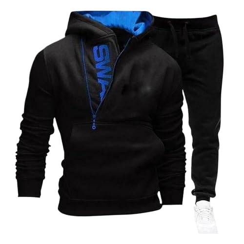 Dwevkeful Tuta Uomo Completa Fitness Leggera Casual Completo Palestra Tuta Sportiva Invernale Tuta Ginnastica Slim Fit Taglie Forti Completi Palestra Completa due Pezzi Completo Sportivo