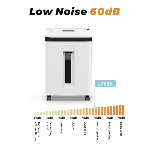 QUIETLEMON 150-Sheet Paper Shredder Heavy Duty, Micro Cut and CDs/Cards, P5 Ultra Security, 60 Min Non Stop Shredder for Home Office, 5.3 Gallon Bin with Wheels, <60 dB (OL289)