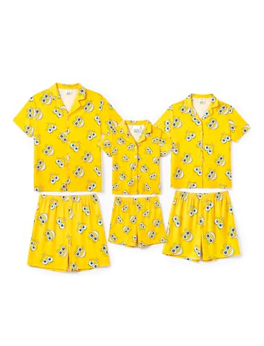 PATPAT SpongeBob Family Matching Toddler Boys Girls Pajama Short Sleeve Graphic Outfit Kids Casual Clothes for Party Birthday Gift Yellow 6-7 Years