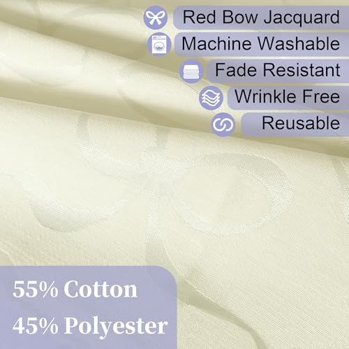 Cream Fabric Napkins Pack of 12 (18"x18") - Cotton & Polyester, Wrinkle/Fade Resistant - Dinner Jacquard Napkins Cloth Washable for Banquet, Party & Wedding, Champagne Bows — view 3
