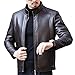 Veste en cuir pour homme avec col montant et doublure en peluche, 221 - Marron et vert, XL