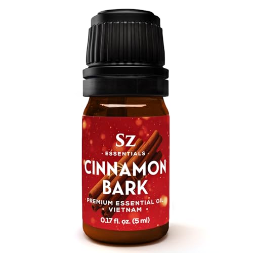 Sz Essentials Cinnamon Bark Essential Oil Vietnamese 100% Pure & Undiluted Warm Rich Aroma with Sweet Undertones Perfect for Diffuser Aromatherapy & DIY Blends Therapeutic Grade Vegan (5mL)