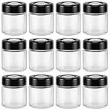 (12 Packs) Green Nexus 30g/30ml Glass Jars with Magnifying Lid for Lip Balm, Lotion, Oil, Cream, Makeup, Cosmetics - Ideal for Retail Display and Samples