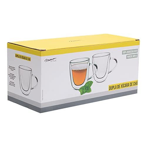 Dupla de Xícaras Para Chá Parede Dupla Borossilicato - VD20138 - Mimo Style