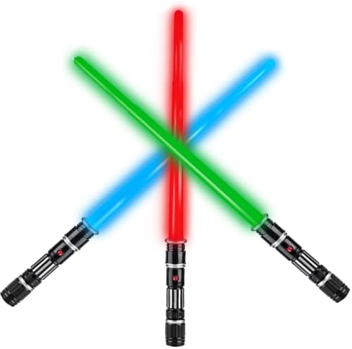 3 Pack 3 Colors Light Up Swords with FX Sound, Retractable Light Toy image 2