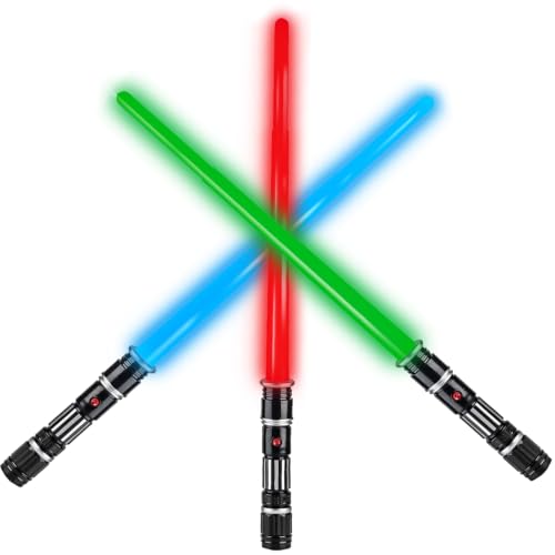 3 Pack 3 Colors Saber Light Up Swords with FX Sound(Motion...