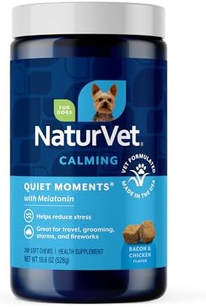NaturVet Quiet Moments Calming with Melatonin Dog Supplement - 24...