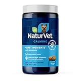NaturVet Quiet Moments Calming Dog Supplement, Dog Soft Chews with Melatonin to Help Reduce Stress from Storms, the Vet, Fireworks, and Travel, Bacon and Chicken Flavored Pet Supplement, 240 Count Jar