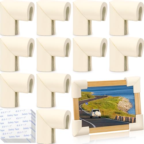 Frienda 12 Pcs Thickened Rubber Picture Frame Corner Protectors for TV Photo Mirror Shipping Moving Packaging Artwork Edge Protection, Fit 1'' Frames