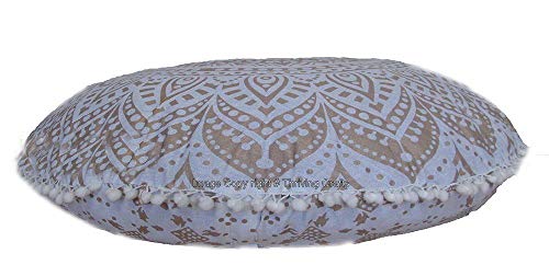Thriving Ombre Mandala Cotton Handmade Floor Cushion Cover Gold Mandala Throw Bohemian Pillow Cover Round Pouf Cover Boho Bedding Home Dorm Décor Hippie Decoration Indian Seating Pouffe #TOP3