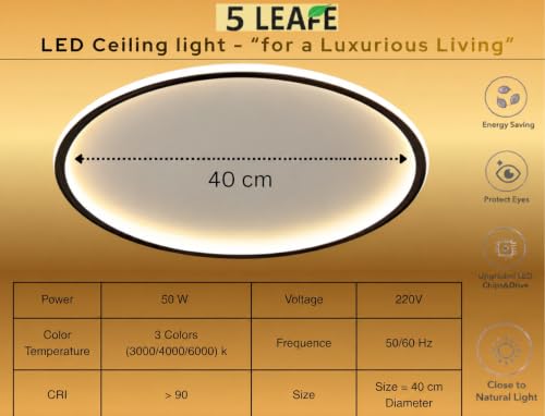 Image of LED Ceiling Light from Acrylic Flush Mount Lamp for Living Room, Bedroom, Kitchen & Office. Modes : Warm, Cool & Natural White (Galaxy 40 cm)