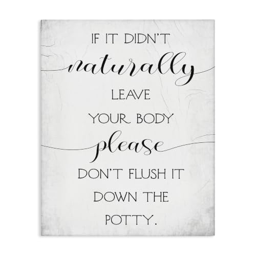 Stupell Industries Potty Quote Bathroom Rules, 24 x 30 Inch Canvas Wall Art