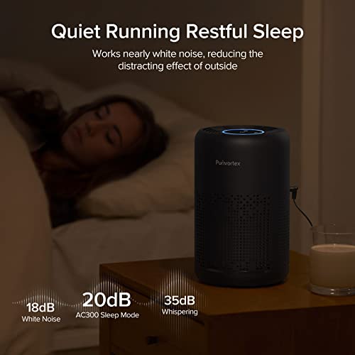 Air Purifiers For Bedroom, Hepa Air Purifiers, Air Cleaner For Smoke A11Ergies Dander Hair Odor, Portable Air Purifier With Fragrance Sponge Sleep Mode Speed Control - Ac300 Black #TOP3