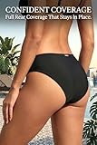 Zmart Women Standard Bikini Bottoms Full Coverage Bathing Suit Low Rise Swim Low Waisted Swimsuit Bottom Black M