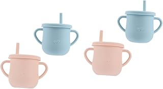 Totority 4 Pçs Copo De Palha De Silicone Copo Com Canudinho De Silicone Canudos Para Crianças Copo De Palha Para Bebês Copo De Treinamento De Silicone Copo Com Canudo Para Bebês Com Alças