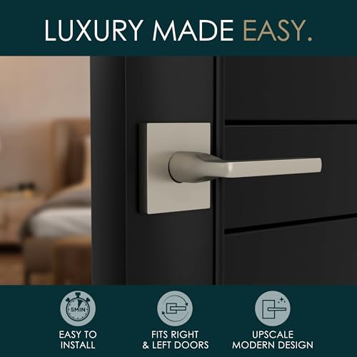 Image of Mega Handles Prime Dummy Lever, Door Handle for Closet or French Doors, Single Side Door Levers, Non-Turning, Fits All Standard Door Sizes, Covered Screws Included - Satin Nickel (2 Pack) 5 inch