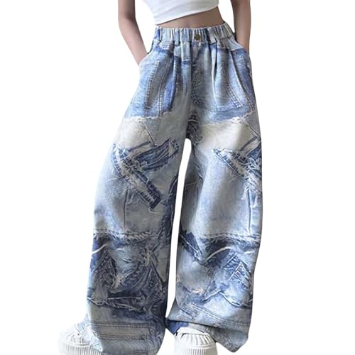 Toddler Girl's Flare Jeans Leopard Print Patchwork Slim Fit Denim Jeggings Fashion Personality Girls Jeans Size 9