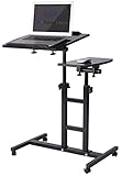 CA&HomeDecor Height Adjustable Office Desk Rolling Laptop Desk Cart Over Bed Hospital Table Stand, Black