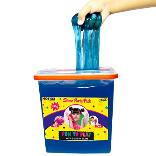 Image of HOTKEI (5 Kg Slime) Blue Fruit Scented Big DIY Magic Toy Slimy Clay Gel Jelly Putty Set kit Toys for Boys Girls Kids Slime Party Pack Bucket