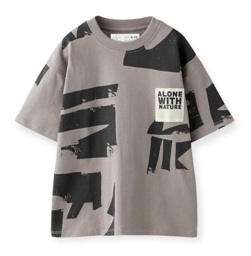 Image of Alan Jones Clothing Boys Oversized Cotton Printed T-Shirt | Round Neck, Short Sleeves, Casual Wear