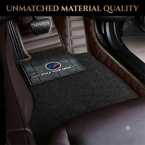 Image of Autofurnish Premium 9D Car Mat Full Set for Hyundai Creta 2024 || Luxury Leather Dual-Stitch Full Set 9D Car Floor Mat || 100% Waterproof || Color : Coffee Coffee