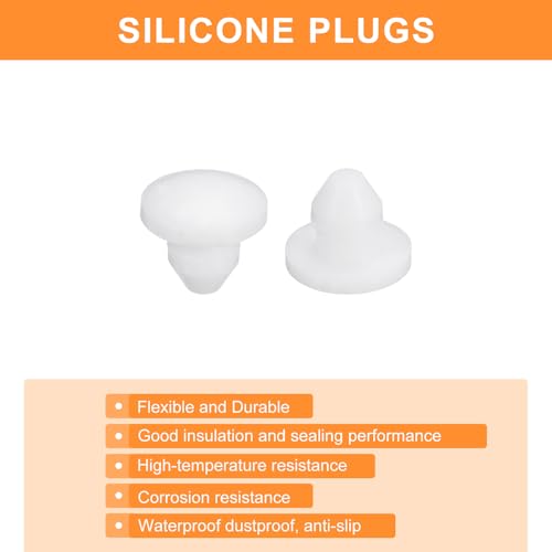 Image of uxcell 36 Pcs Silicone Plugs, Rubber Round Snap in Locking Hole Plugs for 3.5-4mm Hole, Hole Stoppers Waterproof Hole Plug for Metal Tube, Furniture End Caps Inserts, White