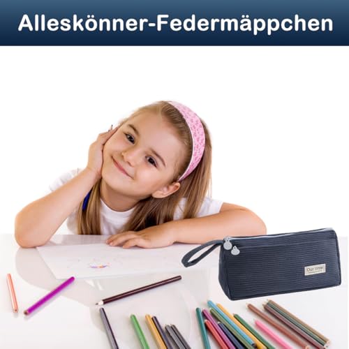 Zloptuoe Federmäppchen Mäppchen Cord-Stoff Blau, Federtasche Mädchen für Teenager Schülerin