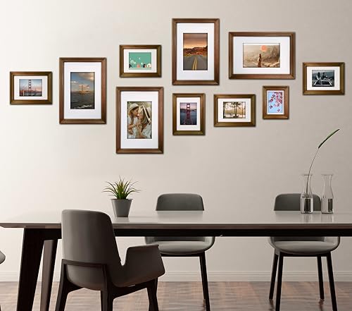 Image of 8 x 10 inch Wooden Photo Frame with Mat, Green Photo Frame 8 x 10 inch with Mat or 10 x 12 inch without Mat for Wall Decoration, Gallery Walls, Best Wooden Photo Frames for Posters and Photos