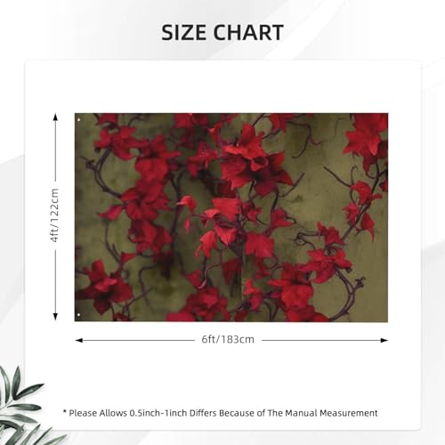 Drapeau de vigne à fleurs rouges 1,2x1,8 m grand format double face pour déco