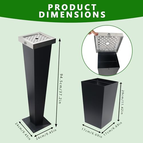 Image of Standing Waste Containers Trash Cans, Rubbish Bin Indoor Outdoor Stainless Steel Vertical Freestand Trash Bin with Key,Pub Hotel Restaurant Garden Standing Bin (A1)