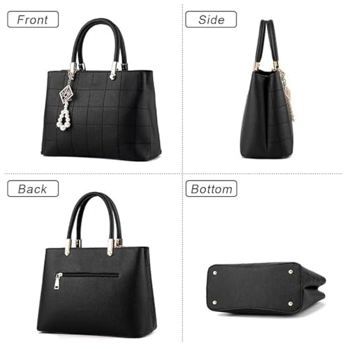 لينجي شنطة كتف ساتشيل بمقبض للنساء بسعة كبيرة مناسبة للاستخدام اليومي الاعمال التسوق أسود