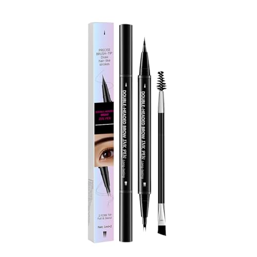 Lápiz de cejas 2 en 1 con 2 puntas y dos extremos, con pincel para cejas y lápiz de cejas líquido a prueba de sudor, 5 tonos, larga duración, 1 ml*2 GwL189 (E, talla única)