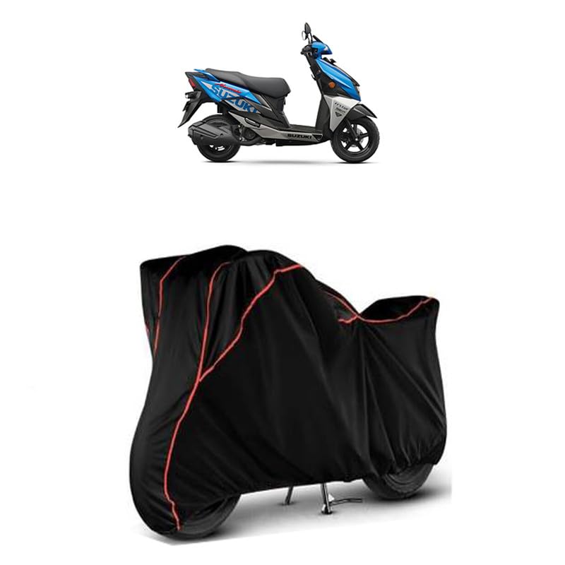 All Weather Protection Two Wheeler Cover for Suzuki Avenis OBD2-A Scooter & Scooty | Anti Dust, 100% Water Resistance, Heat Resistant, UV Proof - Triple Stitched | Black Top Red