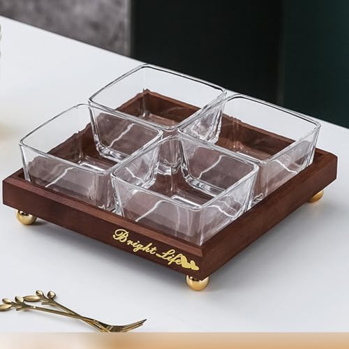 スナック皿 お菓子収納ボックス お菓子皿 卓上用 フルーツ用ボウル 大容量 お菓子・果物収納 食品保存容器 ガラス コンパートメント 蓋付き 収納 防塵 防湿 使用便利 食品貯蔵保存容器 プレゼント 6仕切り