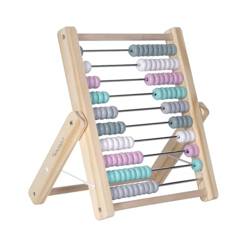 Kindsgut Abakus Rechenschieber aus Holz, zum Zählen und Rechnen bis 100, hochwertige Qualität, dezente Farben und Schlichtes Design, Rosa