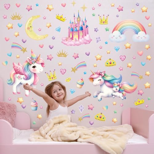 Vinilo decorativo de unicornio que brilla en la oscuridad DECOWALL miniatura 3