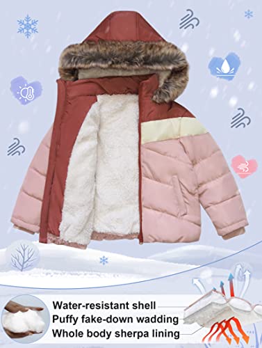 maoo garden Girls Puffer Winter Coats Sherpa Lined Fur Water-Resistant Lightweight Jacket4