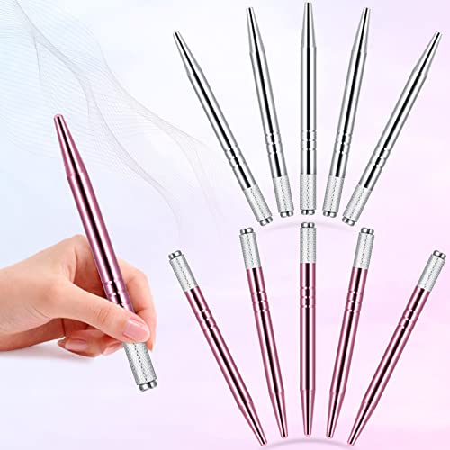 Microblading-Pens-10-Piece-Manual-Eyebrow-Pens-Microblade-Pen-Aluminum-Microblading-Hand-Tools-Light-Manual-Microblade-Tool-Microblade-Holder-for-Makeup-Supplies-Salons2-Colors-Silver-Pink