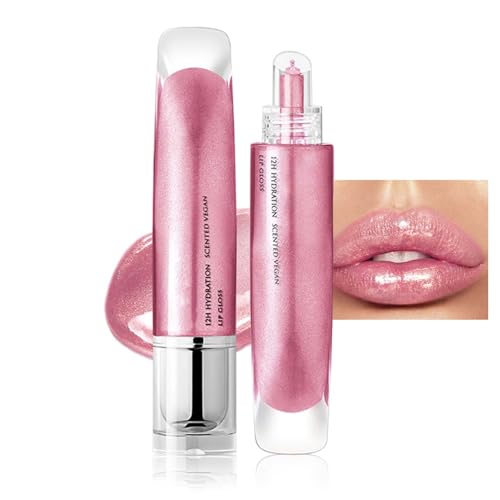 Glitzer Lipgloss Glänzend, Flüssiger Lippenstift mit Diamond Funkeln, Feuchtigkeitsspendender 3D Lip Gloss, Langanhaltend Nude Rosa Liquid Lipstick, Hochpigmentierter Shimmer Lippen (07#, 10g)