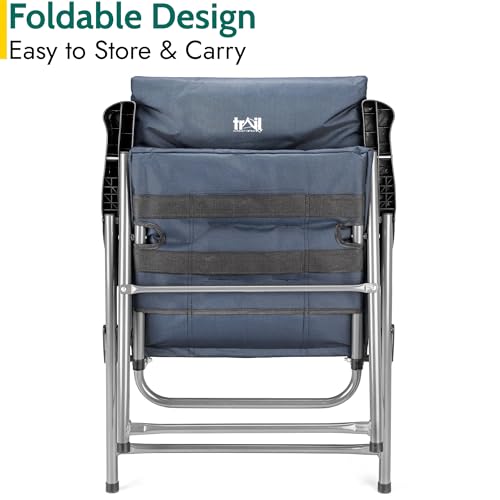 Trail Monarch Folding Camping Chair Padded High Back Outdoor Garden Armchair Seat (Blue & Black)